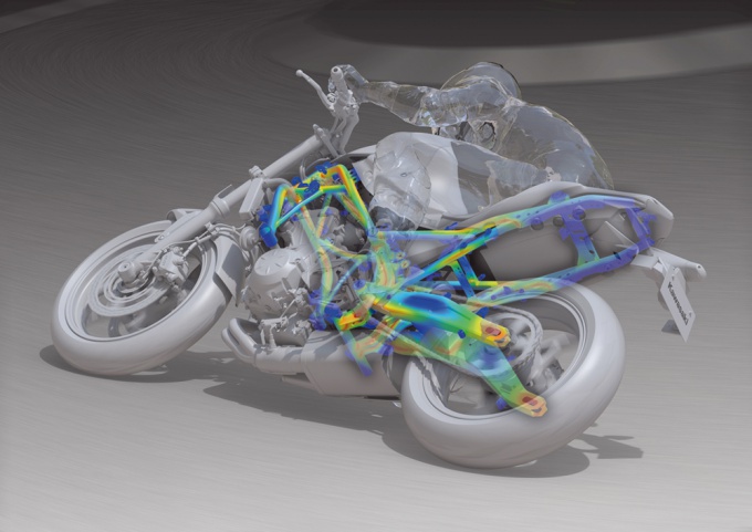 カワサキ・Ninja650のフレーム剛性解析図