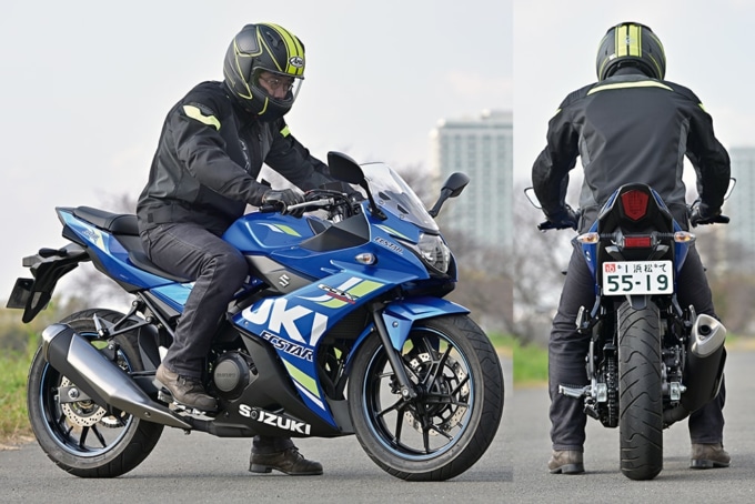 SUZUKIのGSX250Rの足つき状況。試乗インプレッションライダーは172cmの谷田貝　洋暁