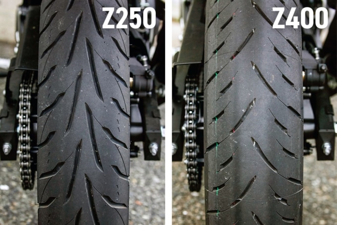 2019年式 カワサキ Z250とZ400のタイヤ比較
