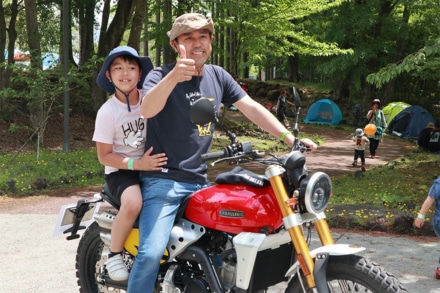 ACO CHiLL CAMP 2019 バイクスペースに展示しているキャバレロスクランブラー