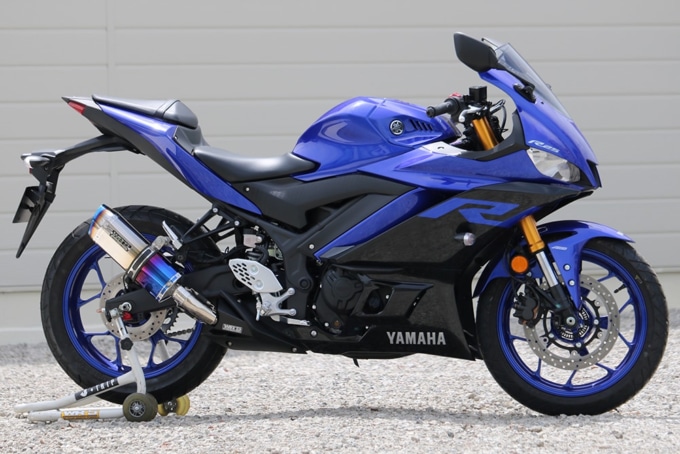 WR’S 新型YZF-R25/R3用 JMCA認証 SS-OVALスリップオンサイレンサー 焼き色