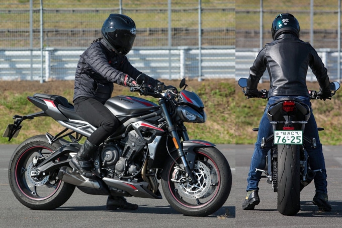 トライアンフ スピードトリプルRSの足つき＆乗車ポジション