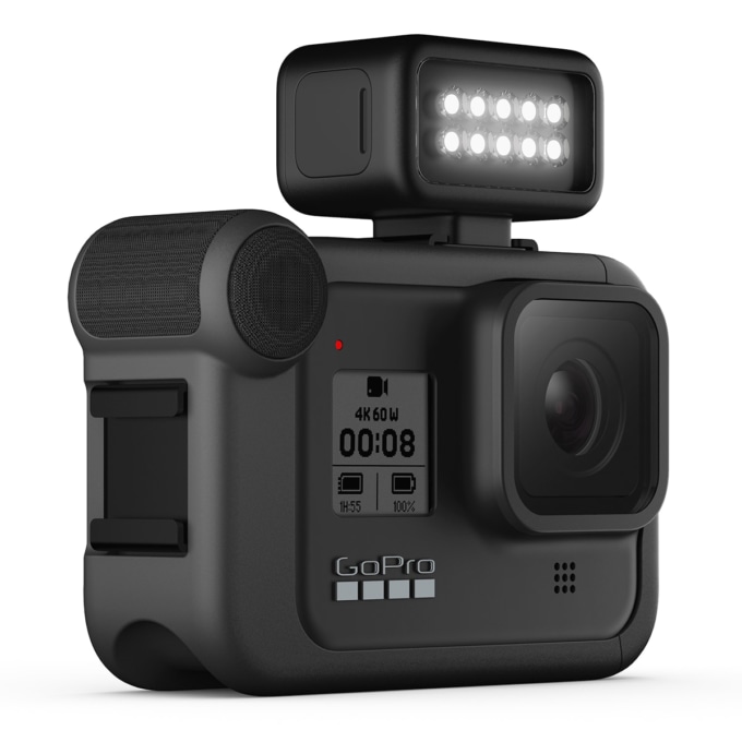 拡張モジュールのメディアモジュラーとライトモジュラーを装備したGoPro HERO8 Black