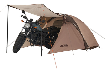 LOGOSより、バイクも収納可能な大型前室が魅力のテント“neos ツーリングドゥーブル・SOLO-BJ”が新発売！