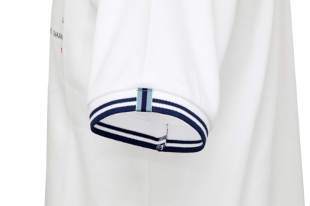 SHINICHIRO ARAKAWA Dot Polo ホワイト 袖のブルー×ネイビーリボン