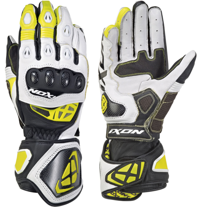 IXON RS GENIUS REPLICA RACING GLOVE ブラック×ホワイト×ブライトイエロー