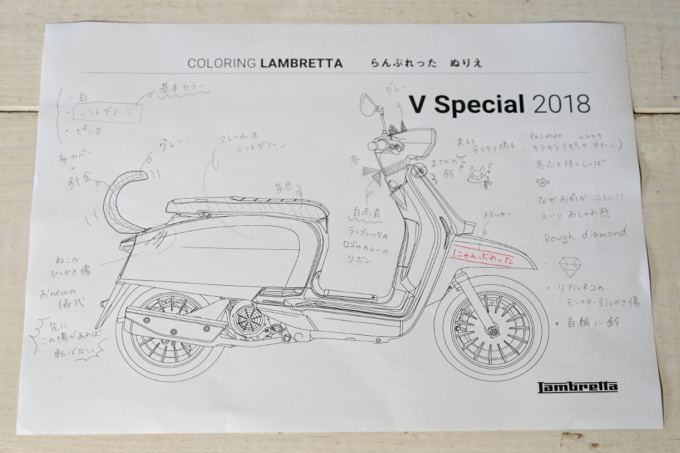 ランブレッタV200のスクータークロス仕様のデザイン案