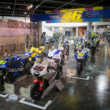 ヴァレンティーノ・ロッシ選手がMotoGPで実際に使用した16台のレーシングマシンYZR-M1を一堂に揃えて展示中のヤマハコミュニケーションプラザ