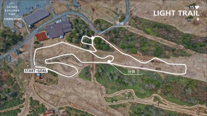 KUSHITANI ONTAKE EXPLORER PARK コース図上空からの様子