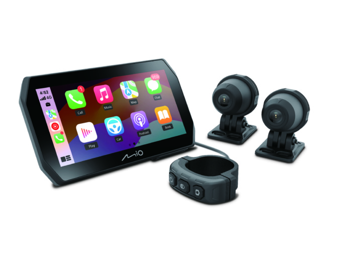 デイトナ 茶ミスタ☆ラリー 景品 Mio バイク専用 ドラレコ付きスマートモニター MiVue MK50