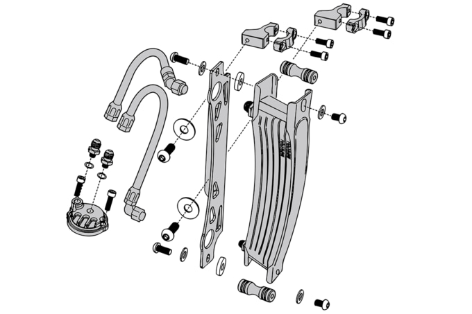 アクティブ CT125ハンターカブ用オイルクーラー 付属品等の図