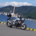 CB1000Fのブルーラインと海と空がシンクロした